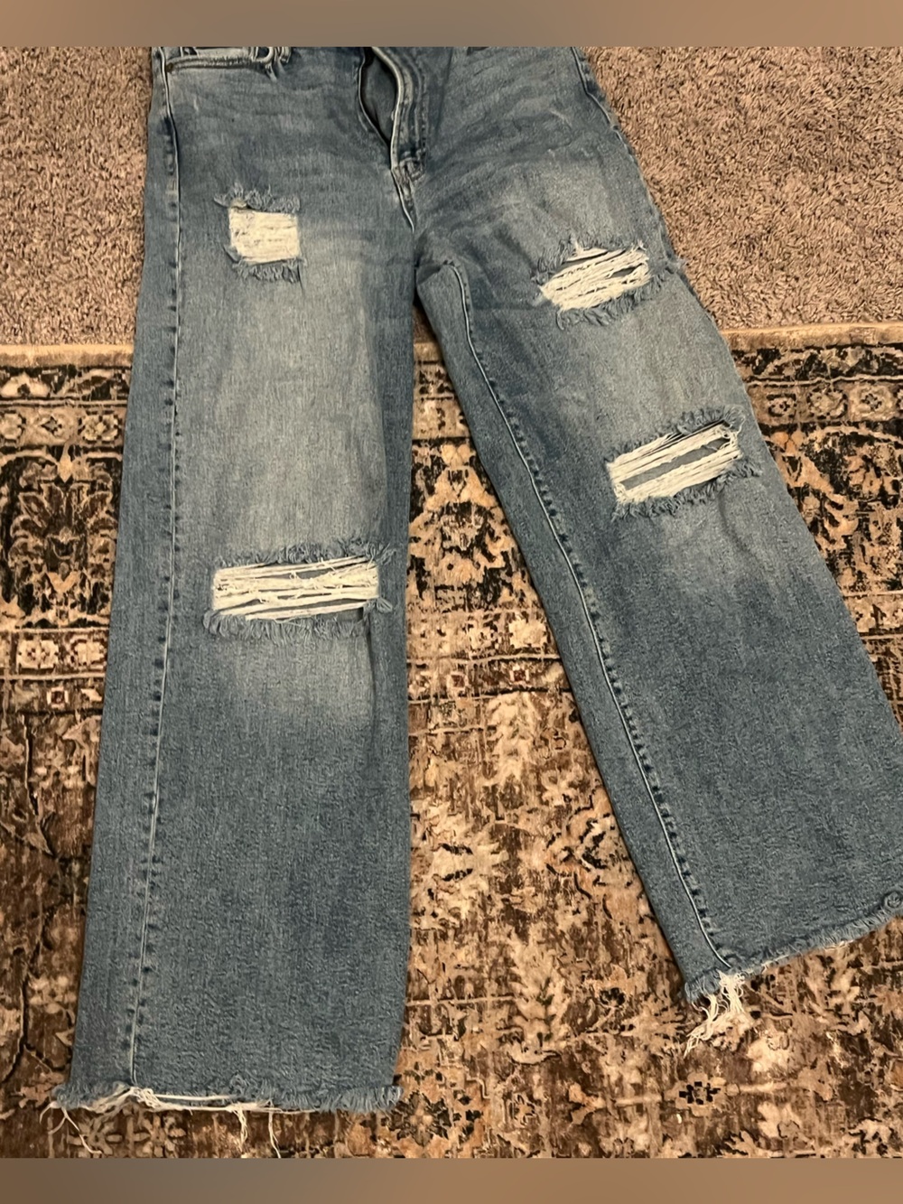 Hidden jeans- Light Wash Ripped Straight-Leg Jeans